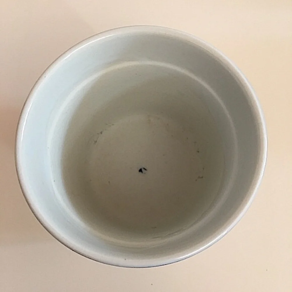 Vintage Retro Mod Farmhouse Asian Blue White Ceramic Butterfly Pot vase